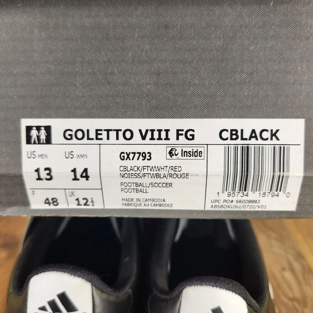 Adidas Goletto VIII FG Mens Sz 13 Black White Athletic Soccer Cleats Boot GX7793